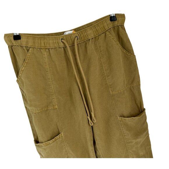 Womens Olive Green Drawstring Cargo Pants With Pockets By &C California Size M - Picture 3 of 10